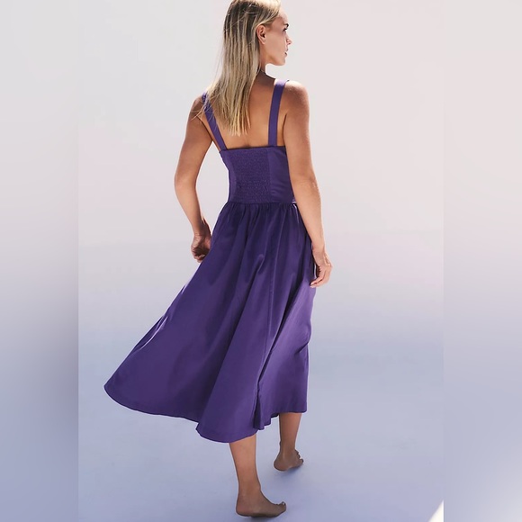 NEW Free People Paolo Midi Dress In Electric Grape Purple - Picture 3 of 14